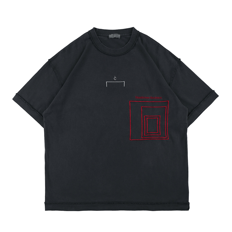 

USA Europe Puzzle Fashion Design T shirt Tee Spring Summer Skateboard Embroidery Mens Women High Streetwear Casual Tshirt, White;black