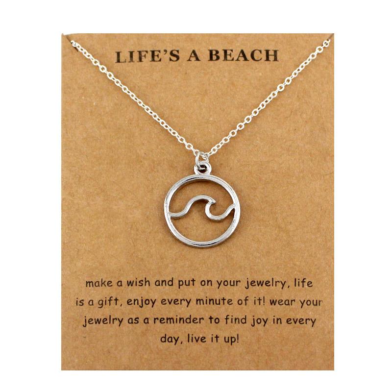 

Pendant Necklaces Ocean Waves Beach Necklace Nautical Surfing Pendants Women Men Jewelry Lover's Party Gift Drop