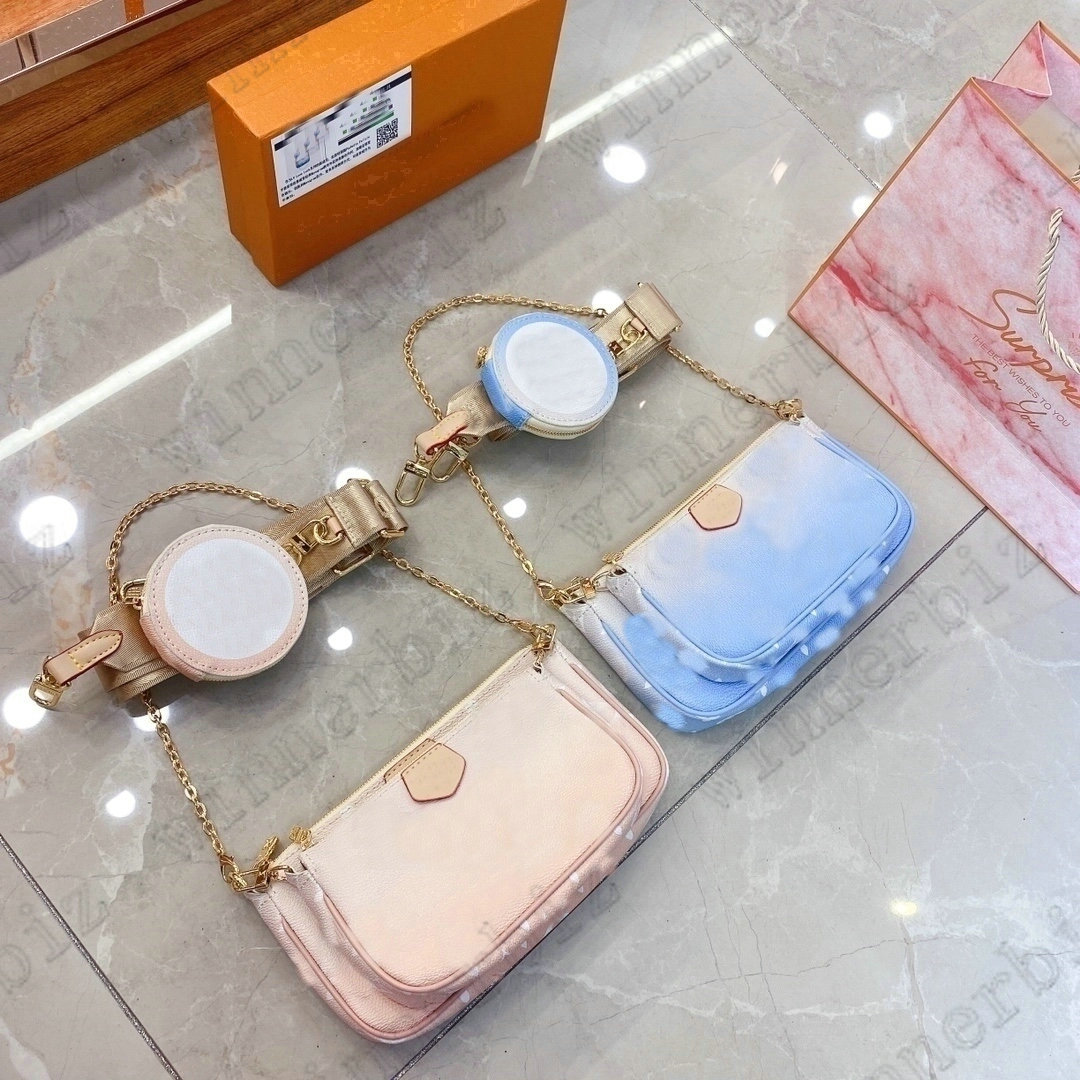

Multi Pochette Accessoires Canvas M57633 M57634 Cross Body Bag Summer 2021 By The Pool Leather Round Zip Coin Purse 3pcs sets Luxurys Design