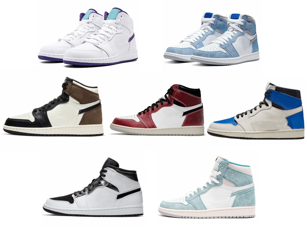 

2021 Jumpman 1 High White Purple Retro Men Women Running Shoes military blue dark mocha hyper royal turbo green good quality sneakers size, 01