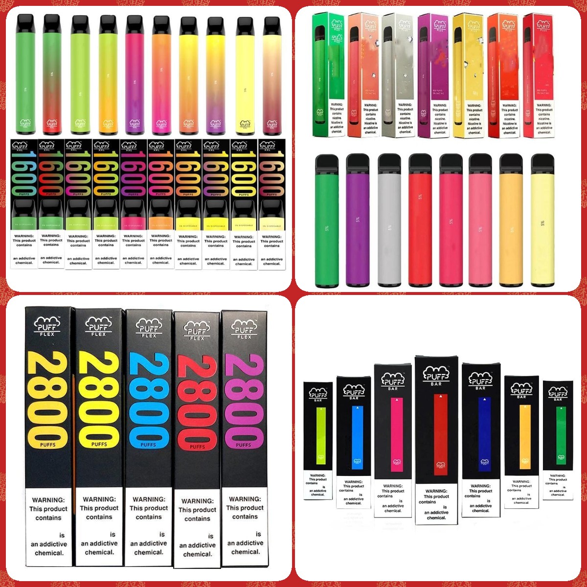 

PUFF FLEX XXL Disposable Vape Pen E Cigarette Device With Security Codes 6.5ml 1000mAh Pre-Filled 1600 Puffs PuffBar Kit VS Max BAR PLUS