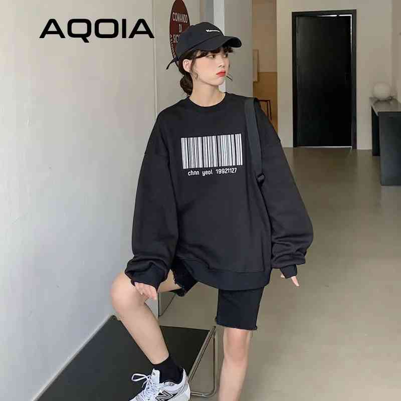 

Winter Streetwear Striped Printing Female Pullover Fashion Long Sleeve Women Sweatshirt Hoodies Casual Oversize Clothing 210521, Sku