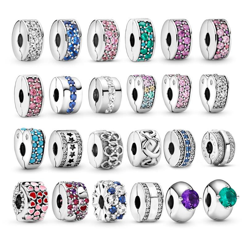 

Other 925 Sterling Silver Charm Sparkling Heart Round Shape Clip Beads Fit Original Pan Bracelet Jewelry Gift