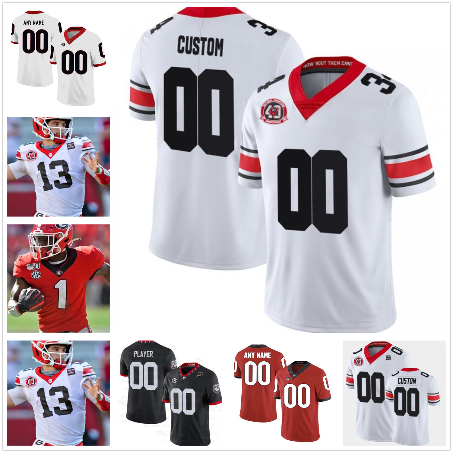 

UGA Georgia Bulldogs Jersey Brock Bowers 84 McConkey 99 Davis 34 Herschel Walker MENS YOUTH WOMEN JERSEYS, Black with black patch