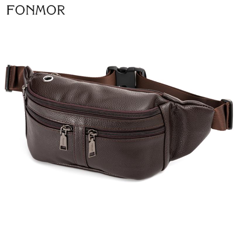 

Waist Bags Fonmor Genuine Leather Casual Men's Fanny Packs Multi-function Hip Belt Bag For Phone Male Travel Chest Shoulder Men