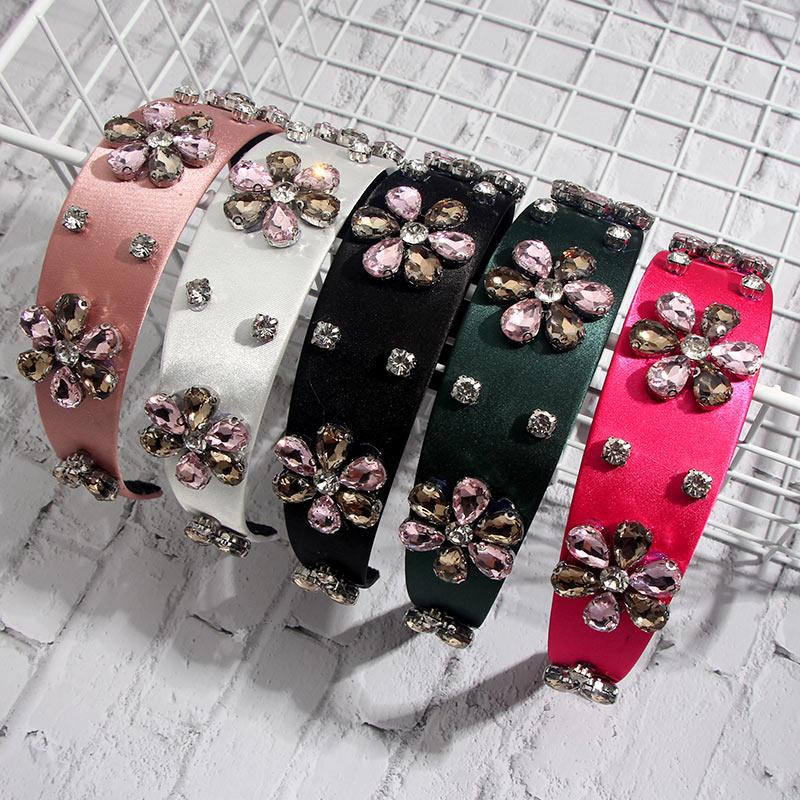 

Hair Clips & Barrettes JJFOUCS Baroque Crystal Flower Headband Women Hairbands Accessories Rhinestone Bezel Wide Side Bands For Girl Hairban, Golden;silver
