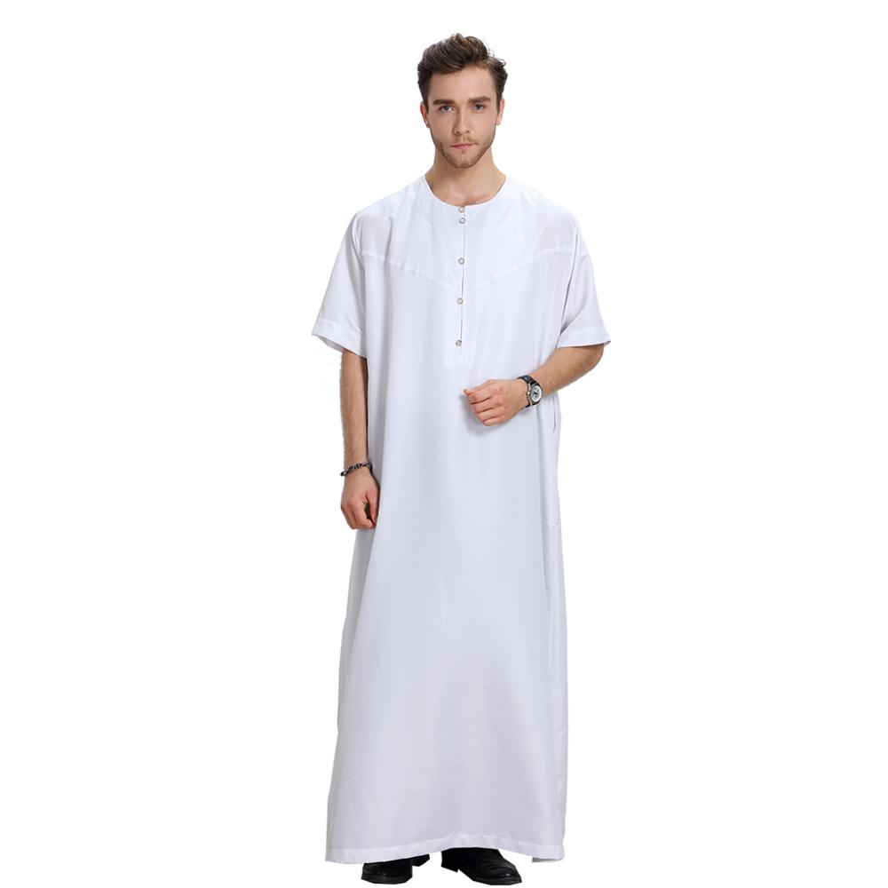 

summer abayas eid musulman de mode homme man abaya muslim dress robe saudi arabia kleding mannen kaftan oman islam clothingplus size clothes, Red