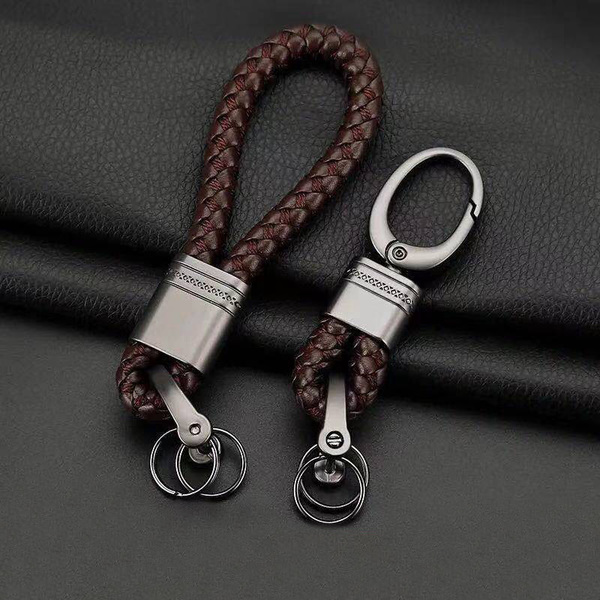 

Leather Knitting Rope KeyChain High-Grade Hand Woven Leather Car KeyChains For Women Man Fashion Key Accessory Keyrings Gifts