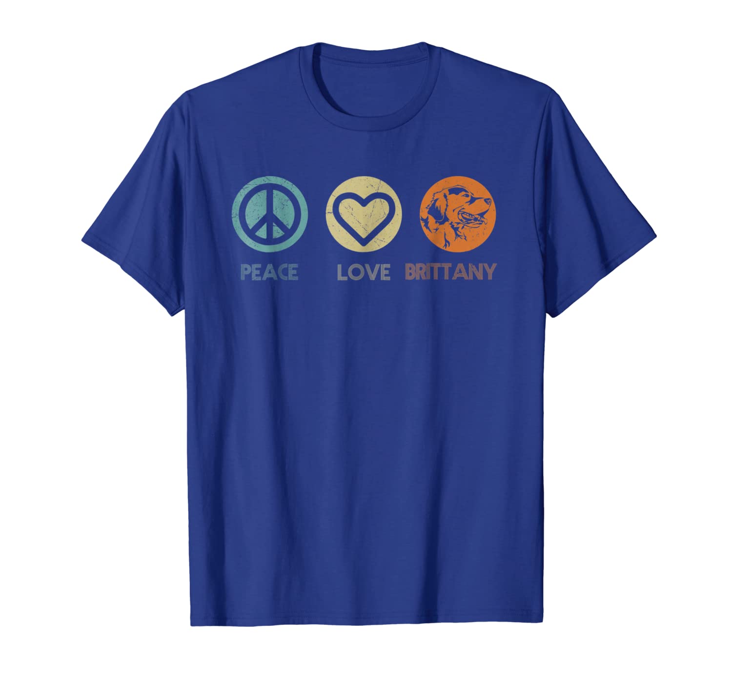 

vintage peace love brittany spaniel tshirt dog lover gifts, White;black