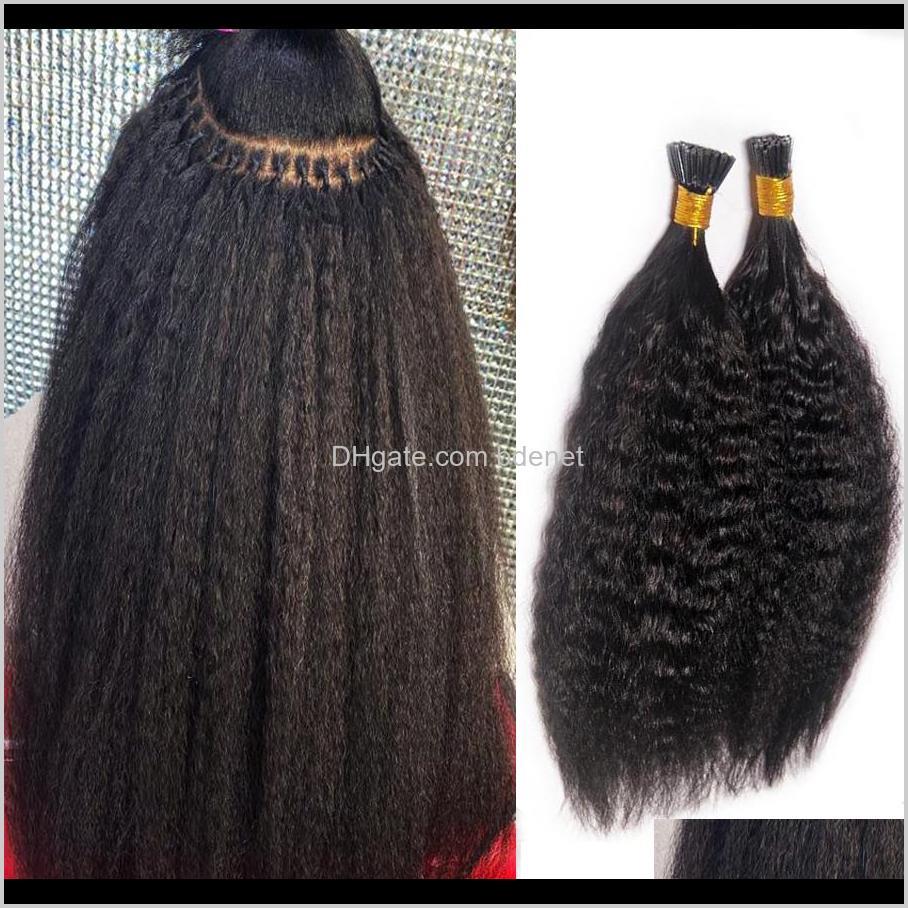 

Pre-Bonded Brazilian Kinky Straight Micro Links 100Percent Remy Virgin 4B 4C I Tip Human Hair Extensions Natural Black 1G S Ix68B 8Xfy6