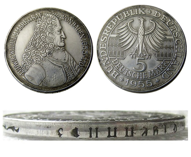 

DE(12) Germany, Federal Republic, 5 Mark, 1955 G Craft Silver Plated Copy Coin metal dies manufacturing factory Price