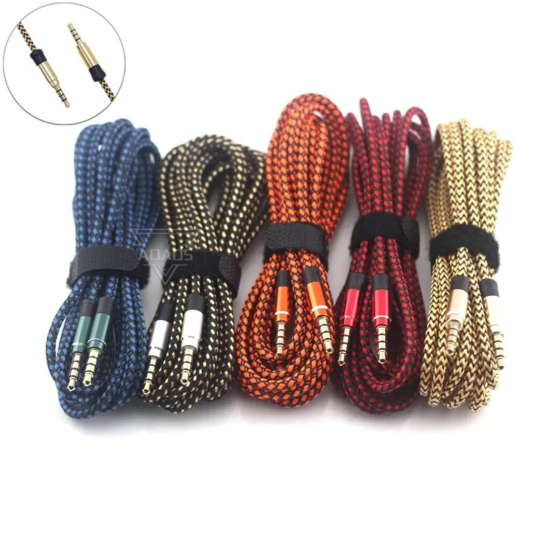 

3M 10ft Nylon Jack Aux Cable 3.5 mm to 3.5mm Audio Cable Male to Male Kabel Gold Plug Car Aux Cord for iPhone Samsung xiaomi, Mixed color