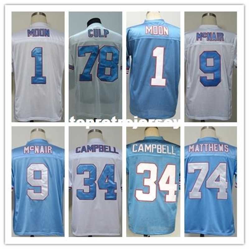 

WARREN MOON Steve McNair EARL CAMPBELL BRUCE MATTHEWS CURLEY CULP Men's Jersey Size 48-56 football jerseys, Black