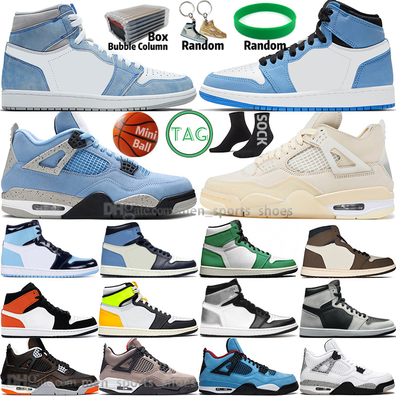 

With Box Hyper Royal 1 1s University Blue Mens Basketball Shoes 4 4s Sail Obsidian UNC Silver Toe Black Cat Bred Turbo Green Shadow Men Sports Women Sneakers Trainers, #41