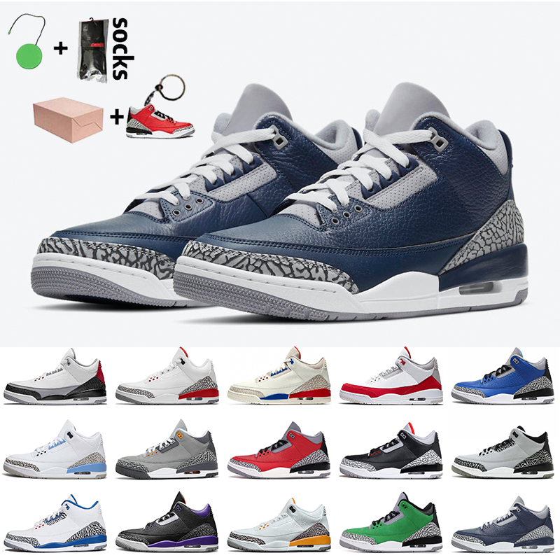 

With Box Georgetown Midnight Navy Jumpman 3 Mens Basketball Shoes 3s Cool Grey UNC Laser Orange Katrina Black Cement Tinker Hatfield Trainers Sneakers, A32 chlorophyll 36-47