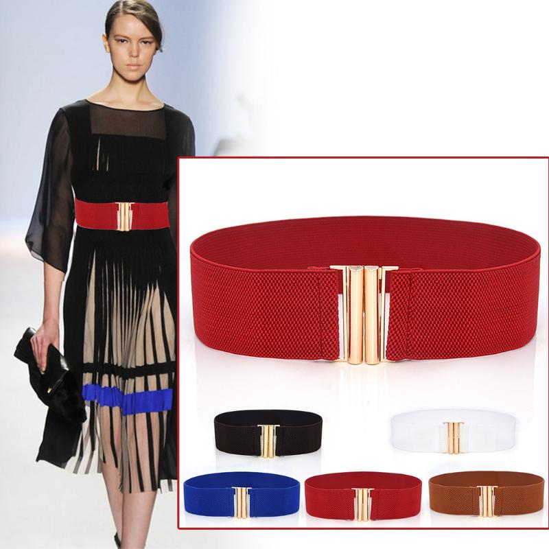 

Belts Waist Cinch Belt Fashion All-match Elastic Wide Cummerbunds Dress For Women Girls Slimming Girdle, White