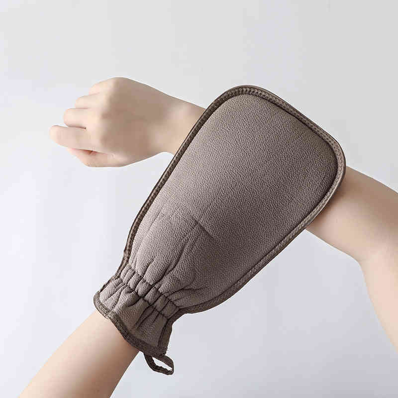 1Pcs Exfoliating Bath Towel for Shower Scrub Pure Color Bathroom Accessories Bathing Gloves Double Sided Plant Silk/Cotton Yarn-image-690915160