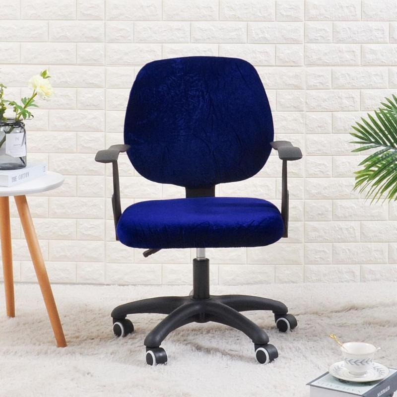 

Plush Office Chair Cover Solid Color For Computer Chairs Two-piece Covers