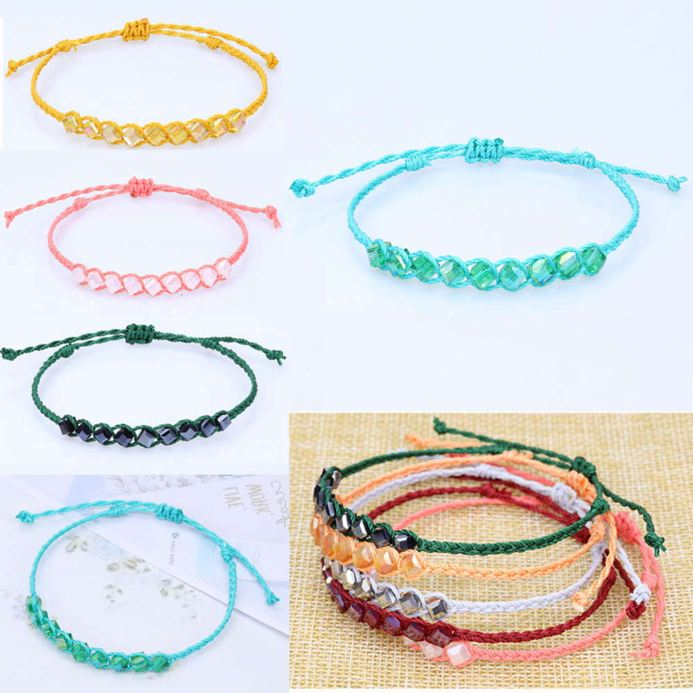 

Hand catenary woven cubic crystal beads handmade Friendship Bracelet, Black