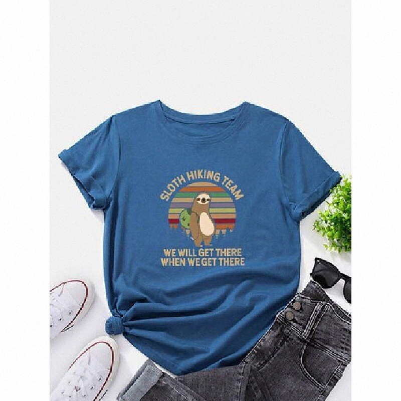 cartoon sloth slogan print t-shirt v10i#-image-756015944