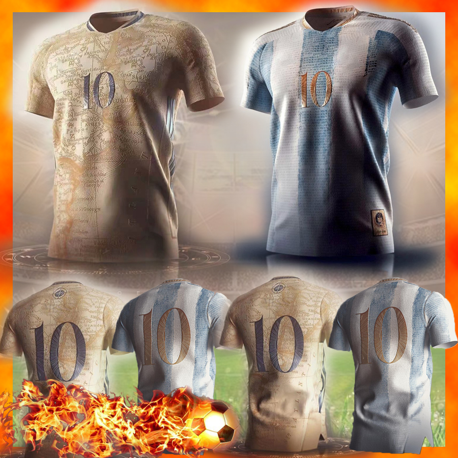 

2021 2022 Argentina soccer jersey commemorative football shirt Jerseys Maradona special badge gold 10 Messi, Away1
