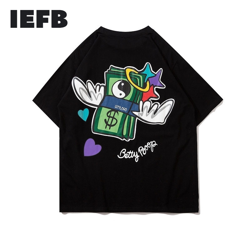 

IEFB High Street Printing Summer Short-sleeved T-shirt Harajuku Ins Couple Loose Hip-hop Tee Tops Causal 9Y5719 210524, White