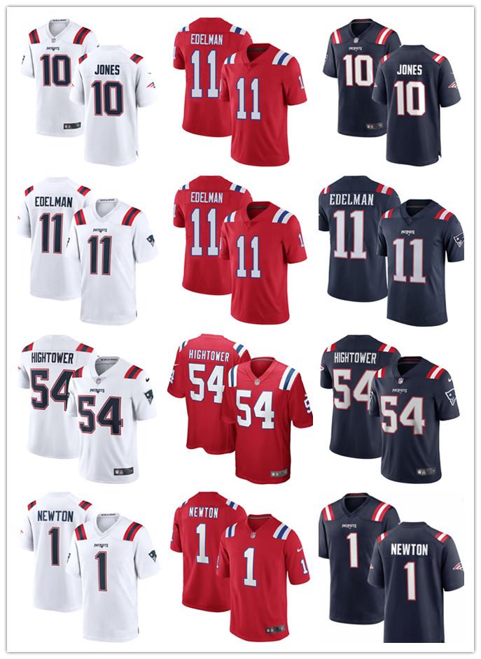 

Men women New England Patriots 1 Cam Newton 11 Julian Edelman 10 Mac Jones 54 Dont'a Hightower navy Footbal, Black;red