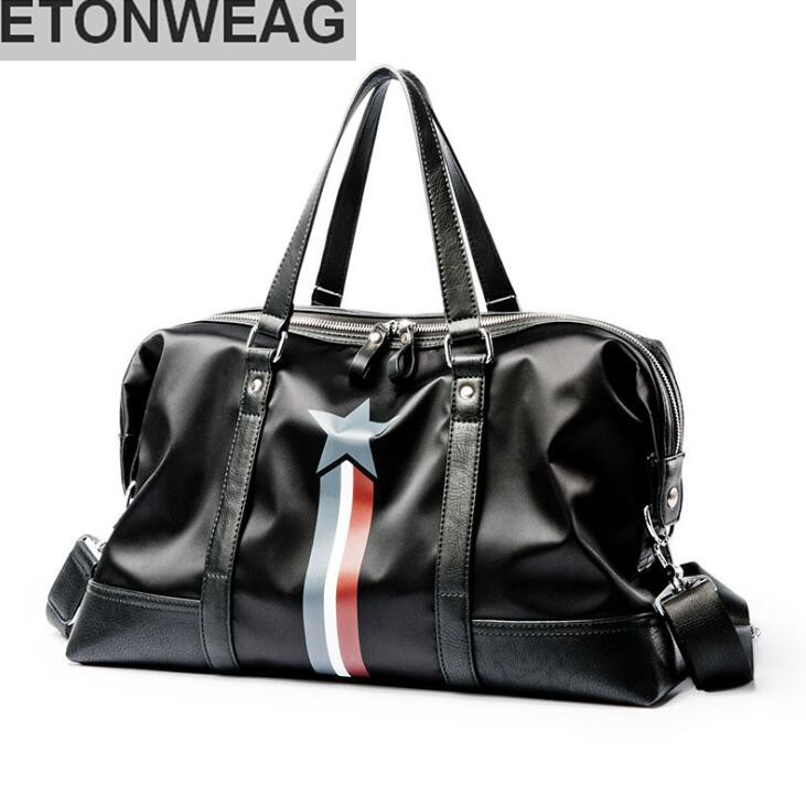 

Factory wholesale men bag waterproof Oxford cloth mens handbag star outdoor fitness exercise bags large capacity Leather travelli, Black