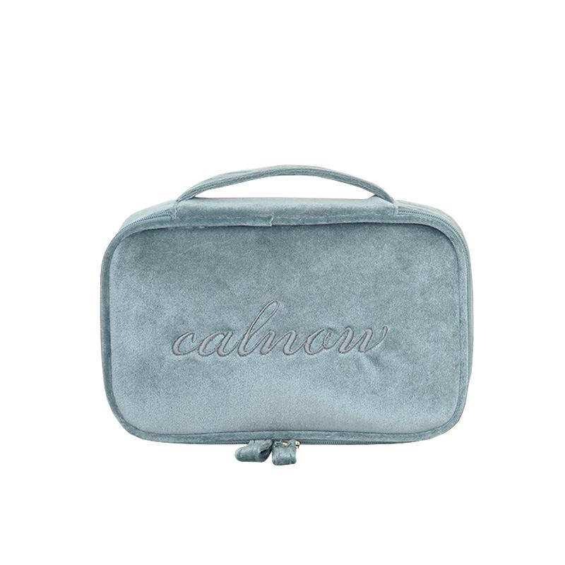 

Woman Cosmetic Bag Fashion Luxury Retro Portable Small Velvet Mackup Storage Large Capacity Travel Beauty Case Bags & Cases, Blue