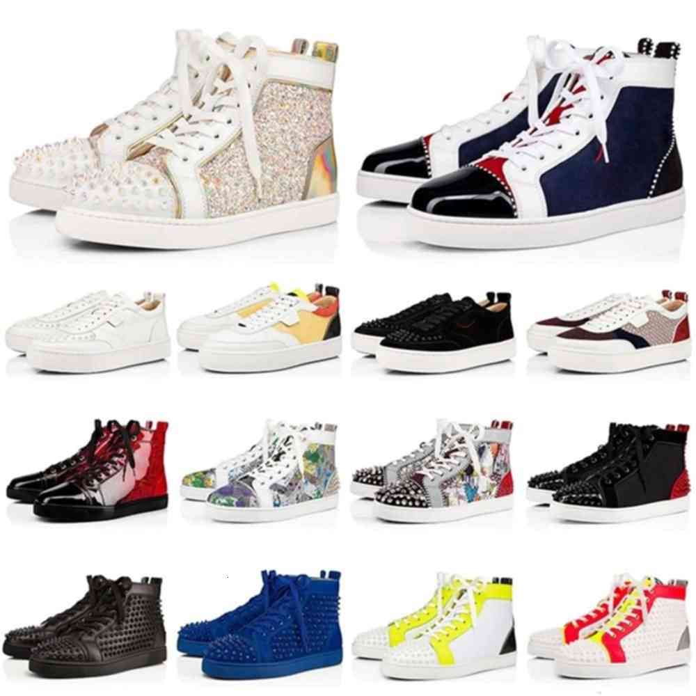 

with box top fashion red bottoms mens shoes genuine leather casual shoes vintage étoile platform studded spike shoes women snea anikas, #14