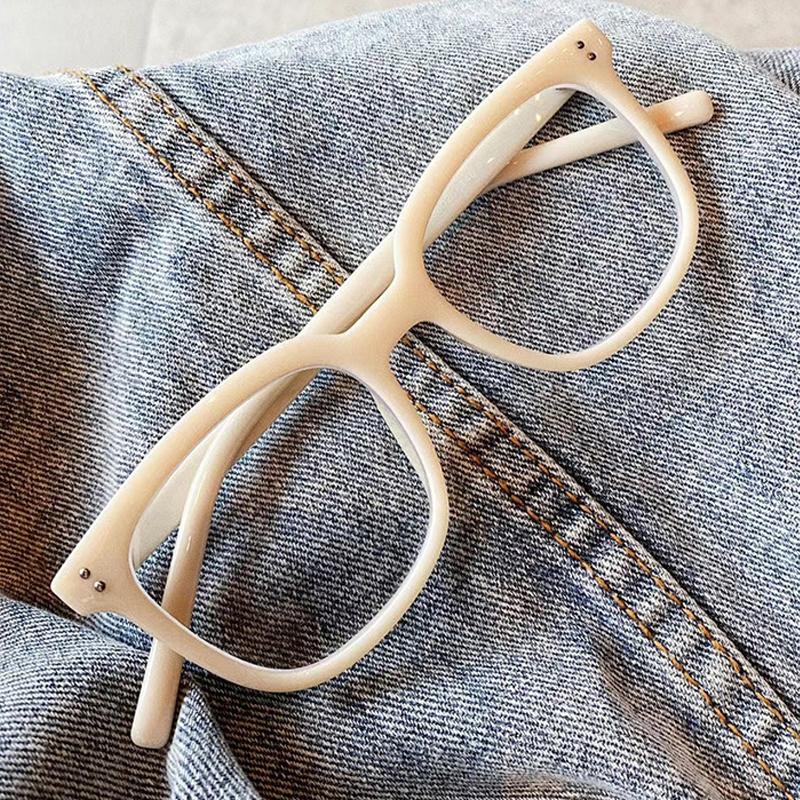 

Fashion Sunglasses Frames LNFCXI Anti-blue Light Glasses Frame For Women Vintage Clear Lens Computer Eyeglasses Female Round Gray Rivet Shad