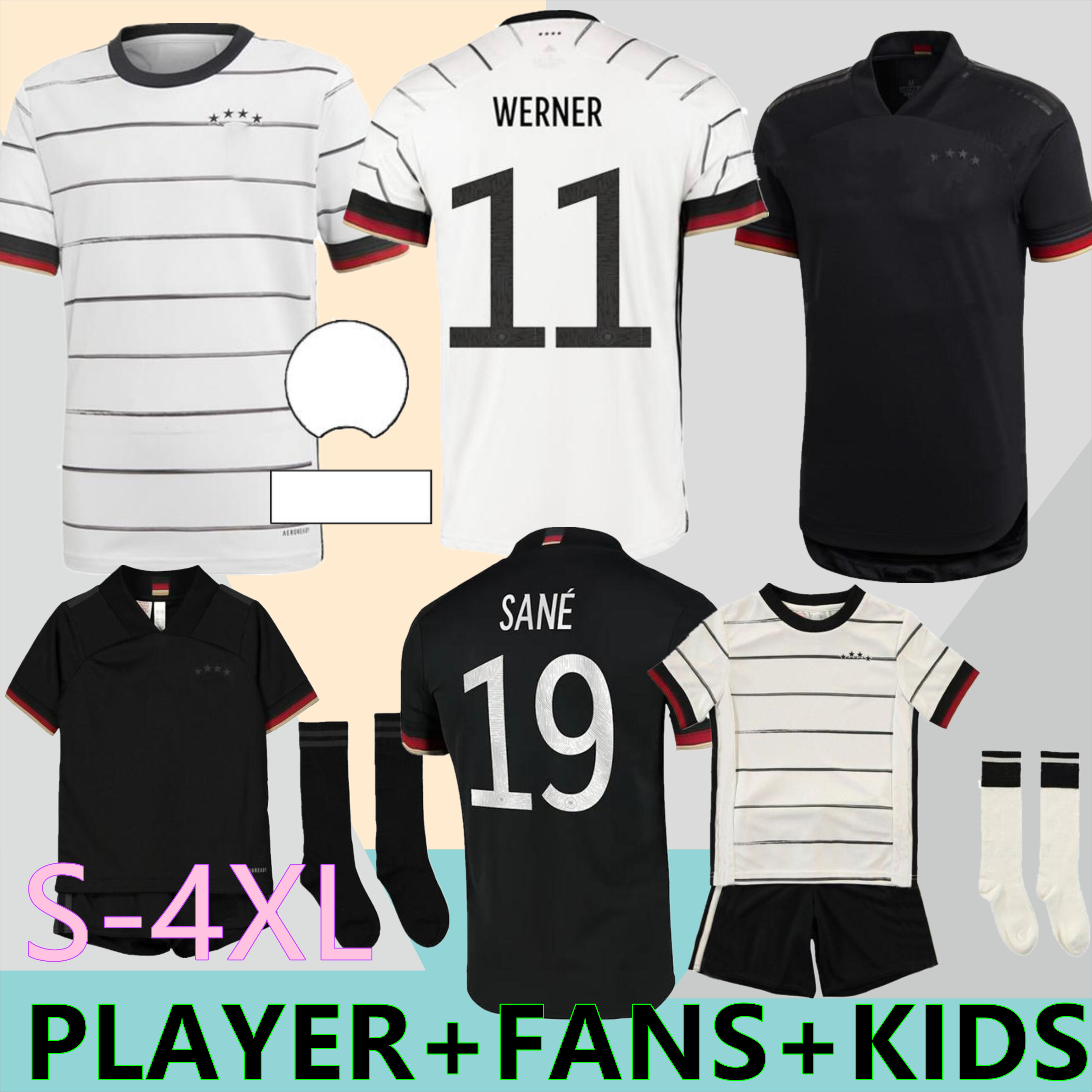 

S-4XL Fans Player Version Germany Soccer Jersey WERNER Euro 2021 MULLER GUNDOGAN SANE Football Shirts GNABRY HAVERTZ KROOS Blacked Oout Mens, Black;yellow