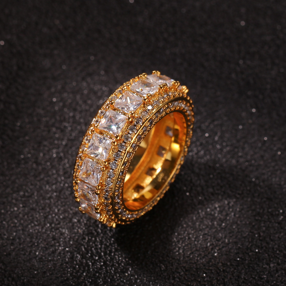 Hip Hop Hipster Rap Men Gold Plated Micro Pave Brass Champion Ring-image-726546843
