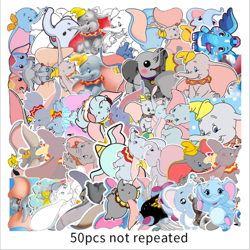 

50 pcs Cartoon Dumbo Graffiti Waterproof Skateboard Travel Suitcase Phone Laptop Luggage Stickers Cute Kids Girl Toys