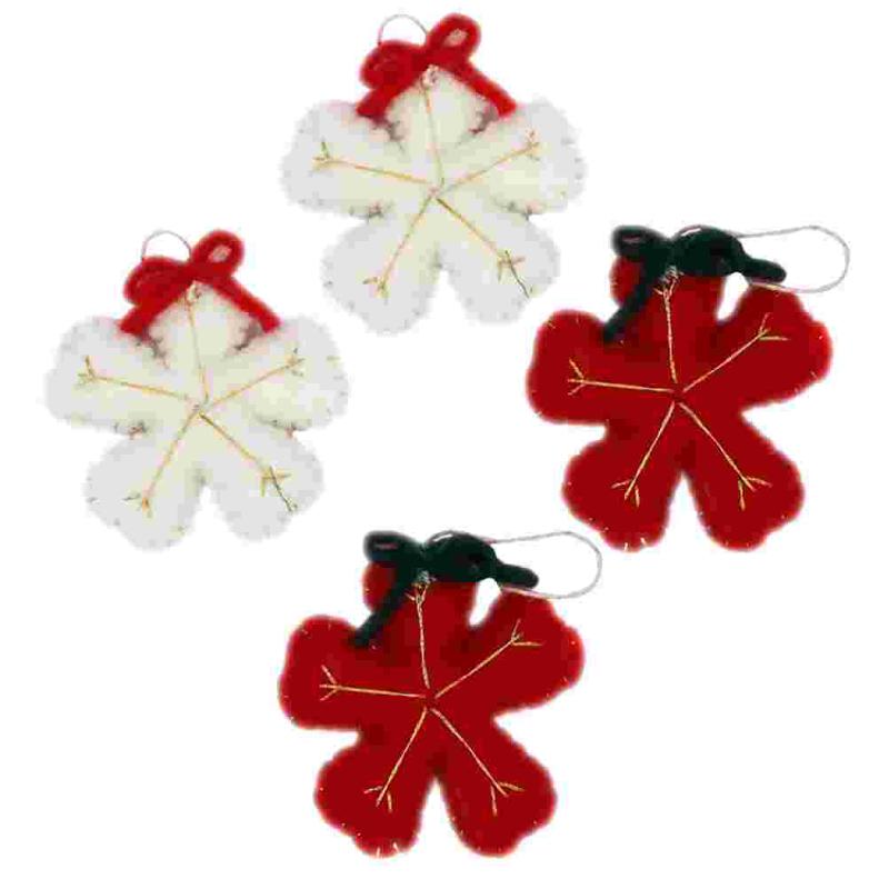 

Christmas Decorations 4 Pcs Tree Snowflake Decor Wool Felt Hanging Pendant (Mixed Color)