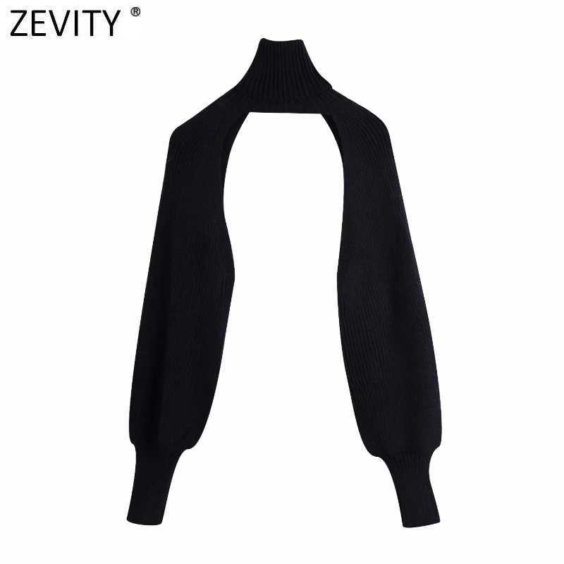 

Zevity women fashion turtleneck collar lantern sleeve knitting sweater female long sleeve casual sweaters chic tops S398 210603, Bb s398h
