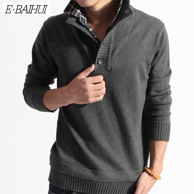 

Men's Hoodies & Sweatshirts Ebaihui Winter Sweater Casual Pullover Mens Warm s Man Slim Stand Collar Knitted Pullovers Male Coats, Black