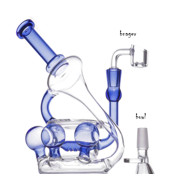

Bekaer base Dab Rigs Purple Hookahs Recycler Oil Rigs Glass Water Bongs Smoking Glasses Pipe Accessories With 14mm banger