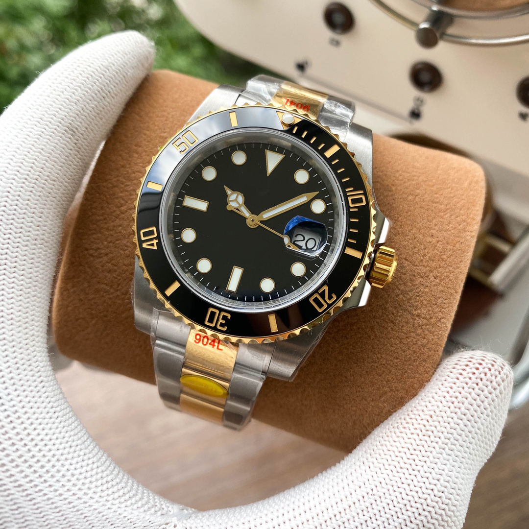 

mens automatic mechanical movement watches montre de luxe luxurywatch 2813 40mm 41mm sapphire mirror auto date between gold waterproof, Slivery;brown