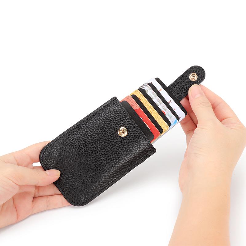 

Card Holders Arrivals Ultra-thin Mini Pull-out Holder For Female 2021 Cowhide Multi Functional Business Case, Black