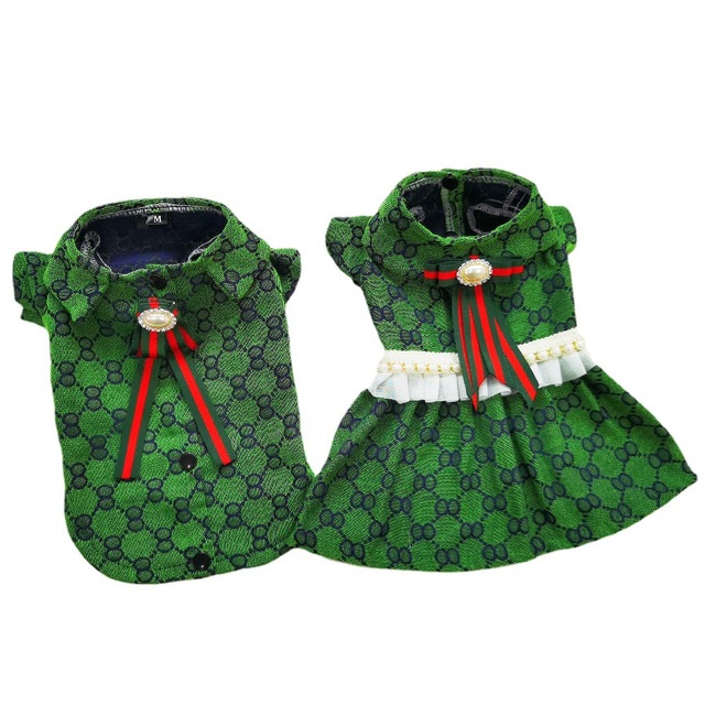 

Fashion Dog Apparel Classic Vintage Puppy Dresses Pet Outdoor Casual Brand Designer Letters Printed Couples Styles Shirts for Teddy Schnauzer Pomeranian, Brown shirts