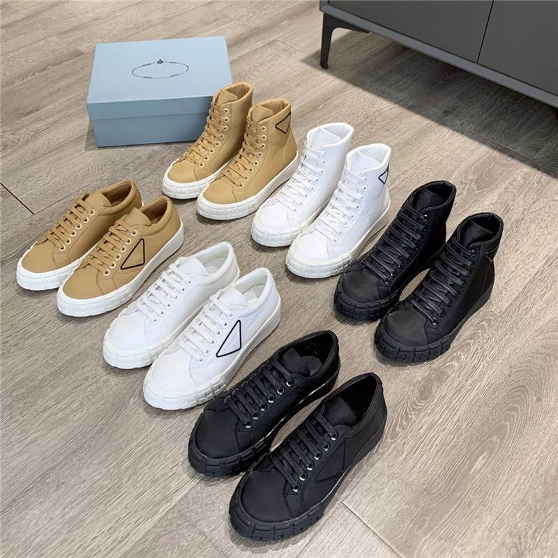 

2021 Designers Wheel Re-Nylon Women Shoes Cotton Canvas High-top Sneakers With Correct Box Rubber Triangle Logo Causal Stitching Size37-40, 14