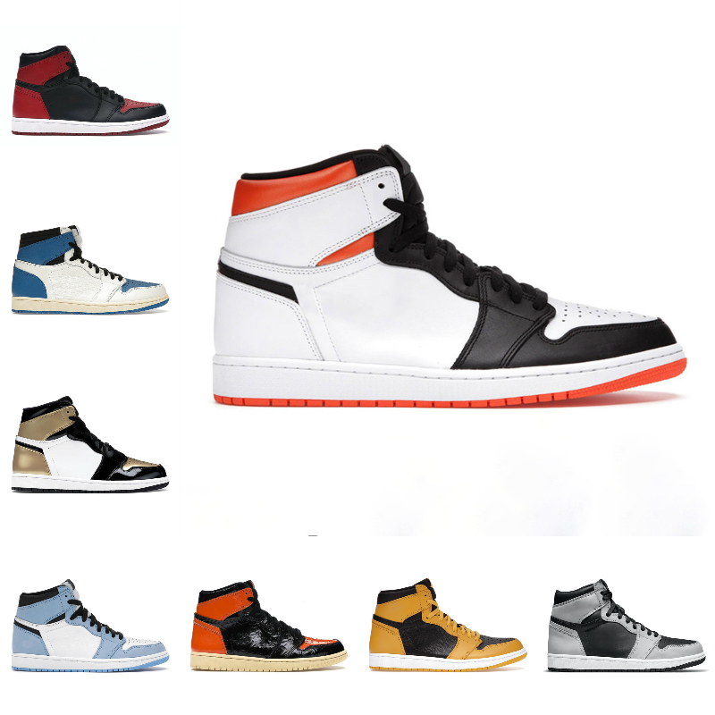 

New Year's Gift High Quality Basketball Shoes Mens 1 1s Jumpman Electro Orange Banned Shadow Mocha Hyper Royal Patent Black White Rust Pink Top 3 UNC Pollen Sneakers, #16