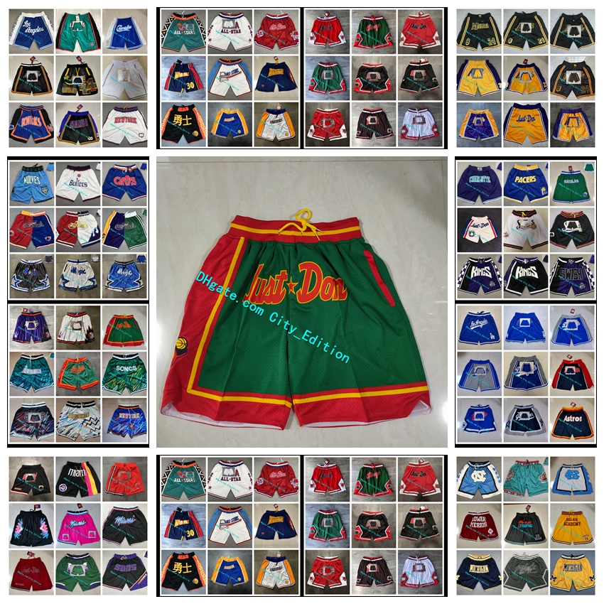 

Men's Just Don Seattle Supersonics Basketball Shorts Pink Hip-Hop Sport Wear Zipper Pant With Pocket Authentic Stitched Classic, Black