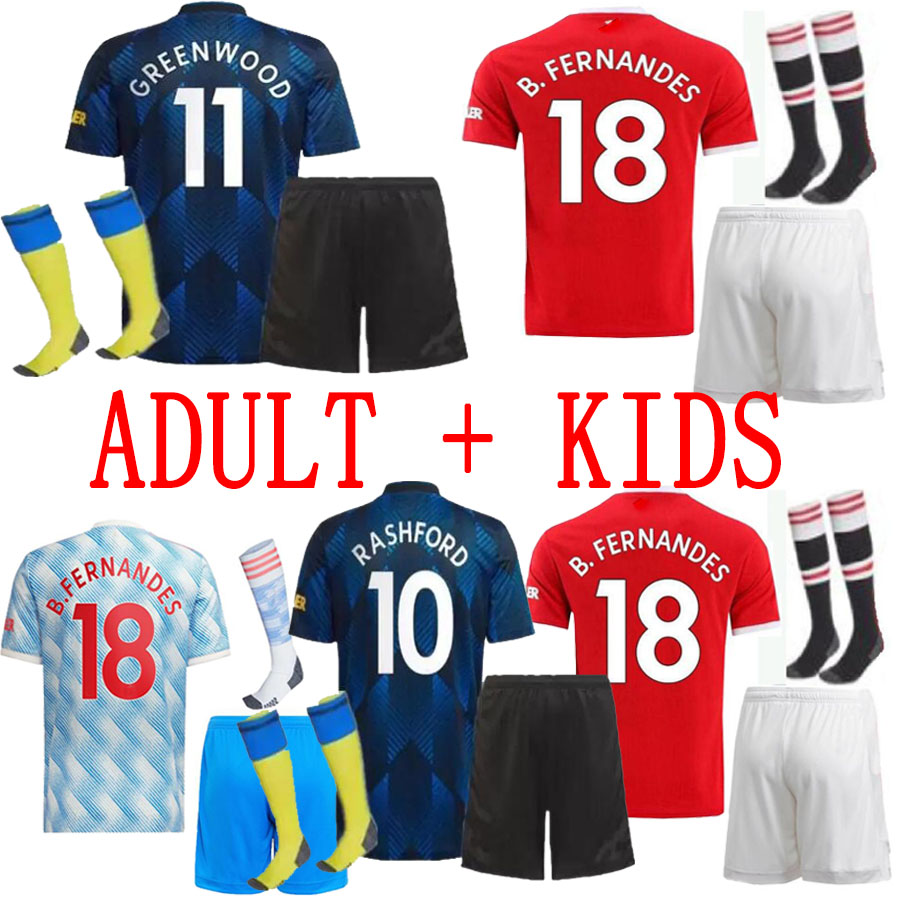 

SANCHO 21 22 soccer jerseys RASHFORD RONALDO MAN SHAW 2021 2022 football shirt POGBA CAVANI B. FERNANDES adult kids kit VARANE FRED GREENWOOD HOME, Black