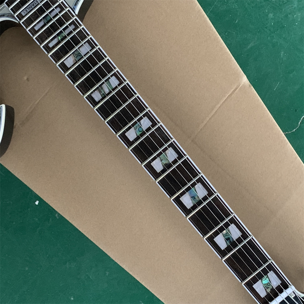 

Classic F hole wood color electric guitar, you can customize the color you like