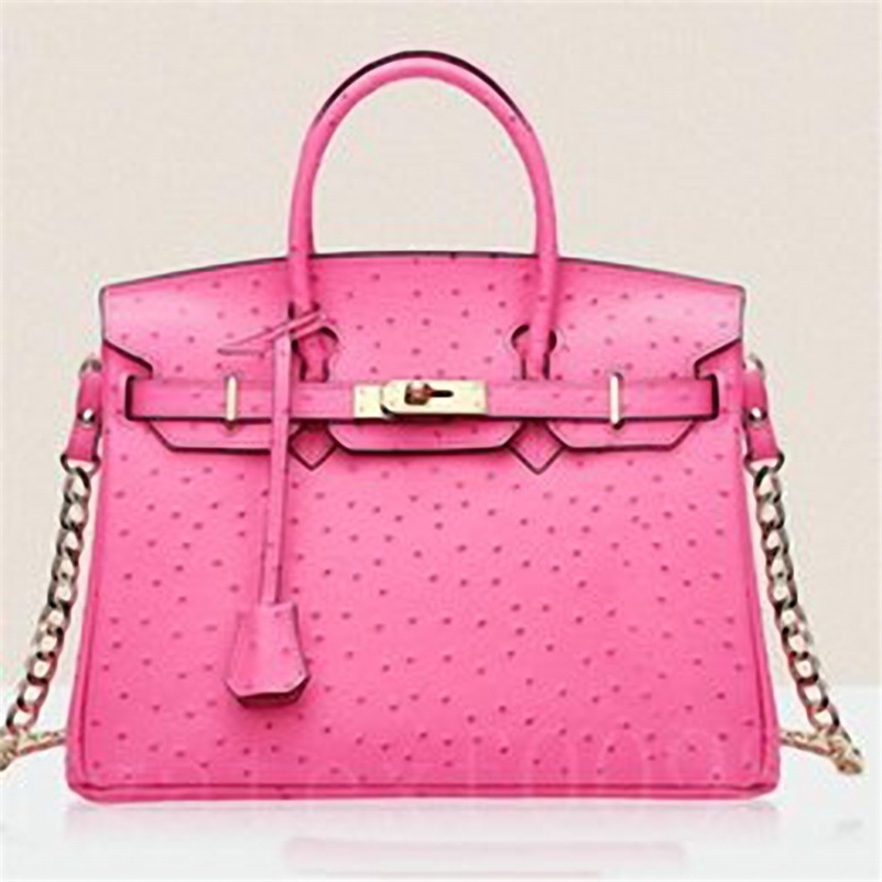 

Birkin Lady's Hand Luxury Top Designer Fashion Style Ostrich Pattern Multicolor Women's Handbag h Bagndpj Wan P7cy With Logo, Red