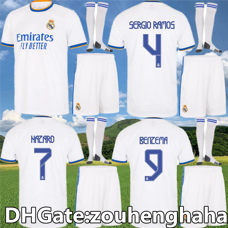 

Real Madrid kids kit Soccer Jerseys 2021 22 BENZEMA boys football shirt sets MODRIC HAZARD ASENSIO CASEMIRO VINICIUS JR. child maillot de foot, Home