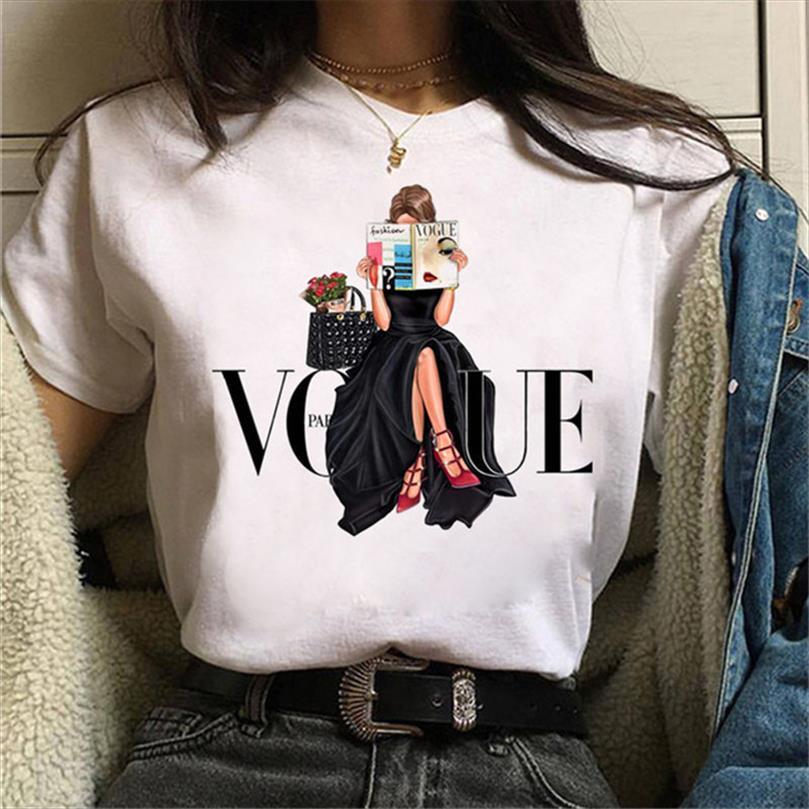 

maycaur vogue princess cartoon men t shirts print female grunge funny 90s fashion cute girls plus size tee, White;black