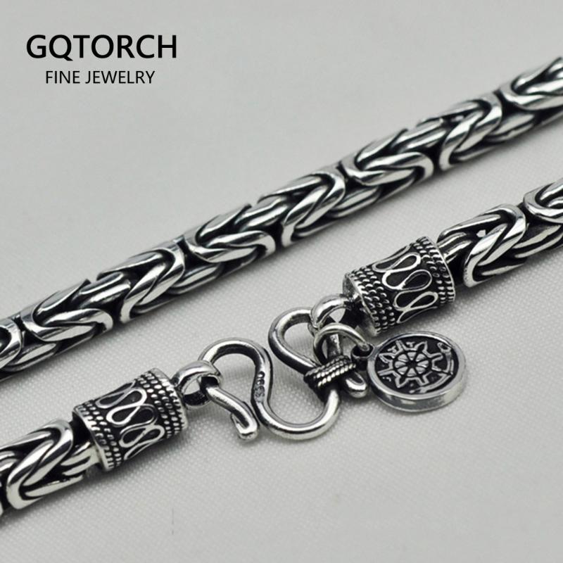 

Chains D S990 Sterling Silver Heavy Chain Necklace Men Peace Lines Corsair Jewelleries Vintage Handmade Punk Style 2021